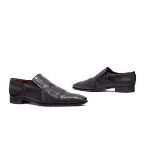 Caporicci 202 Luxury Italian Shoes Black Alligator Cap-Toe Loafers US 10.5